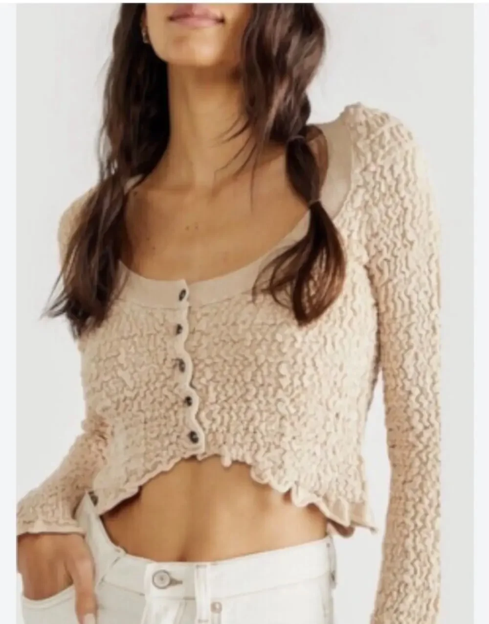 Free People Womens XS Rosehip Cardigan Textured Solid Netural Minimalist
